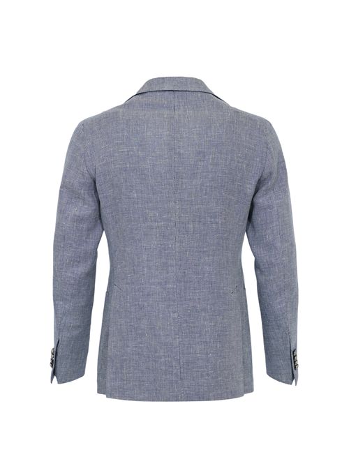 Giacca monopetto in misto lino e cotone Indaco Tagliatore | 1SMC22K 340346 EI974214